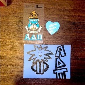 Alpha Delta Pi sticker, pin, small canvas, notecards